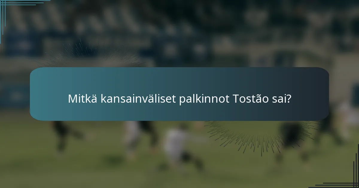 Mitkä kansainväliset palkinnot Tostão sai?